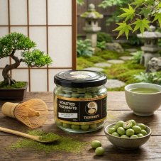 Roasted tiger nuts with white chocolate and matcha