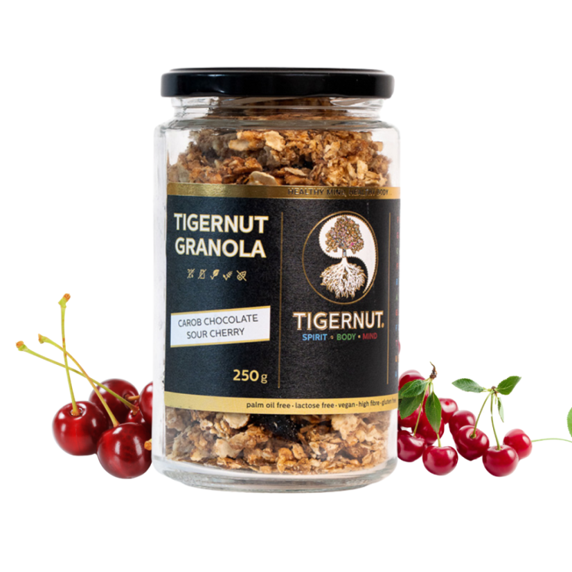 TIGERNUT Granola s karobovou čokoládou a višňou - Množstvo: 1  ks