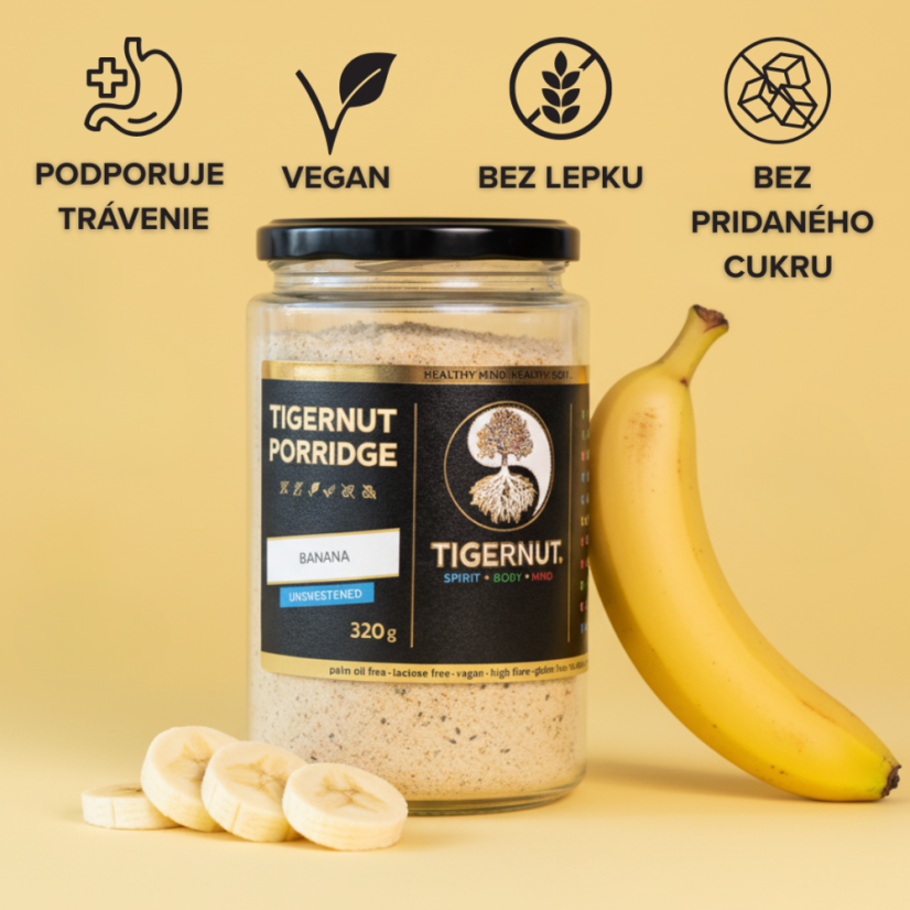 TIGERNUT Unsweetened porridge with banana and chia seeds
