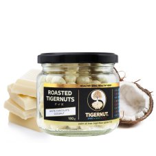 Geröstete Erdmandeln mit weißer Schokolade und Kokos