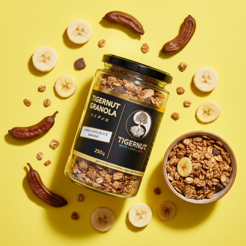 TIGERNUT Granola  s karobocou čokoládou a banánem