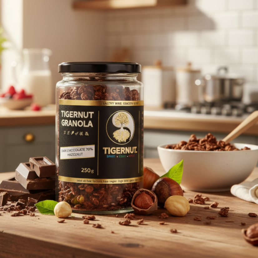 TIGERNUT Granola with chocolate and hazelnuts