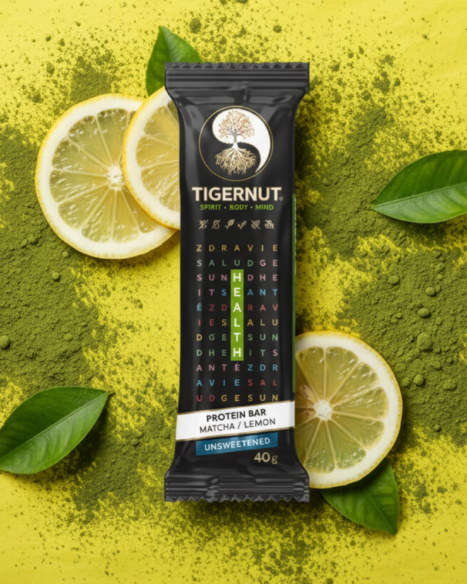 TIGERNUT Proteinriegel mit Matcha und Zitrone