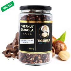 Granola z lupienkov lúpaného tigrieho orecha z Valencie s čokoládou a lieskovými orechmi