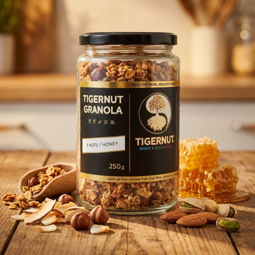 TIGERNUT Granola mit fünf Nussarten und Honig - Množstvo: 1  ks